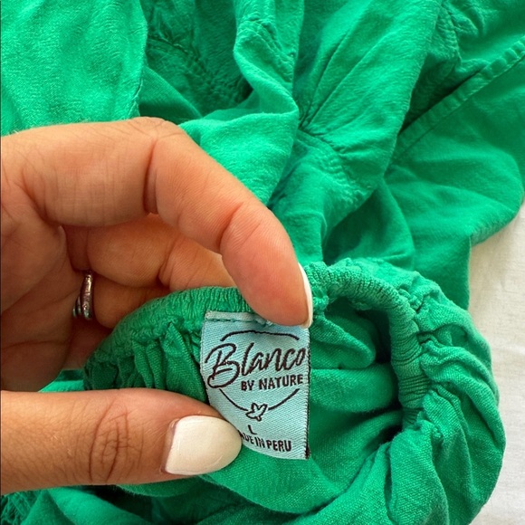 Blanco by Nature 100% Cotton Green Spaghetti Strap Dress - Picture 2 of 4